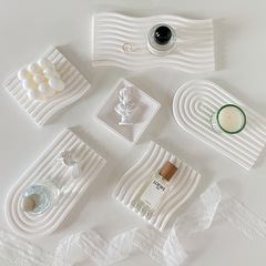 Gypsum storage tray with wave pattern, Instagram photo prop, small decorative items, food accessories, display, photography background