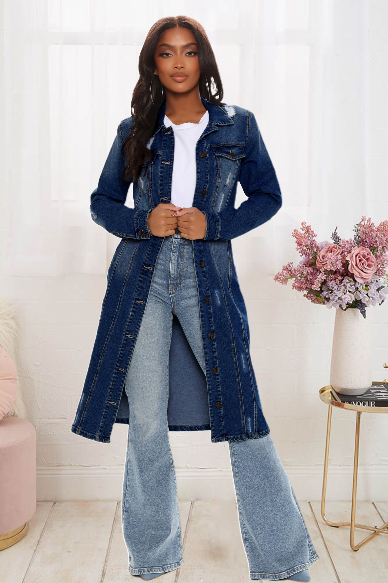 Women's Denim Jacket Retro Style Spring Windbreaker For Women_voghion.com