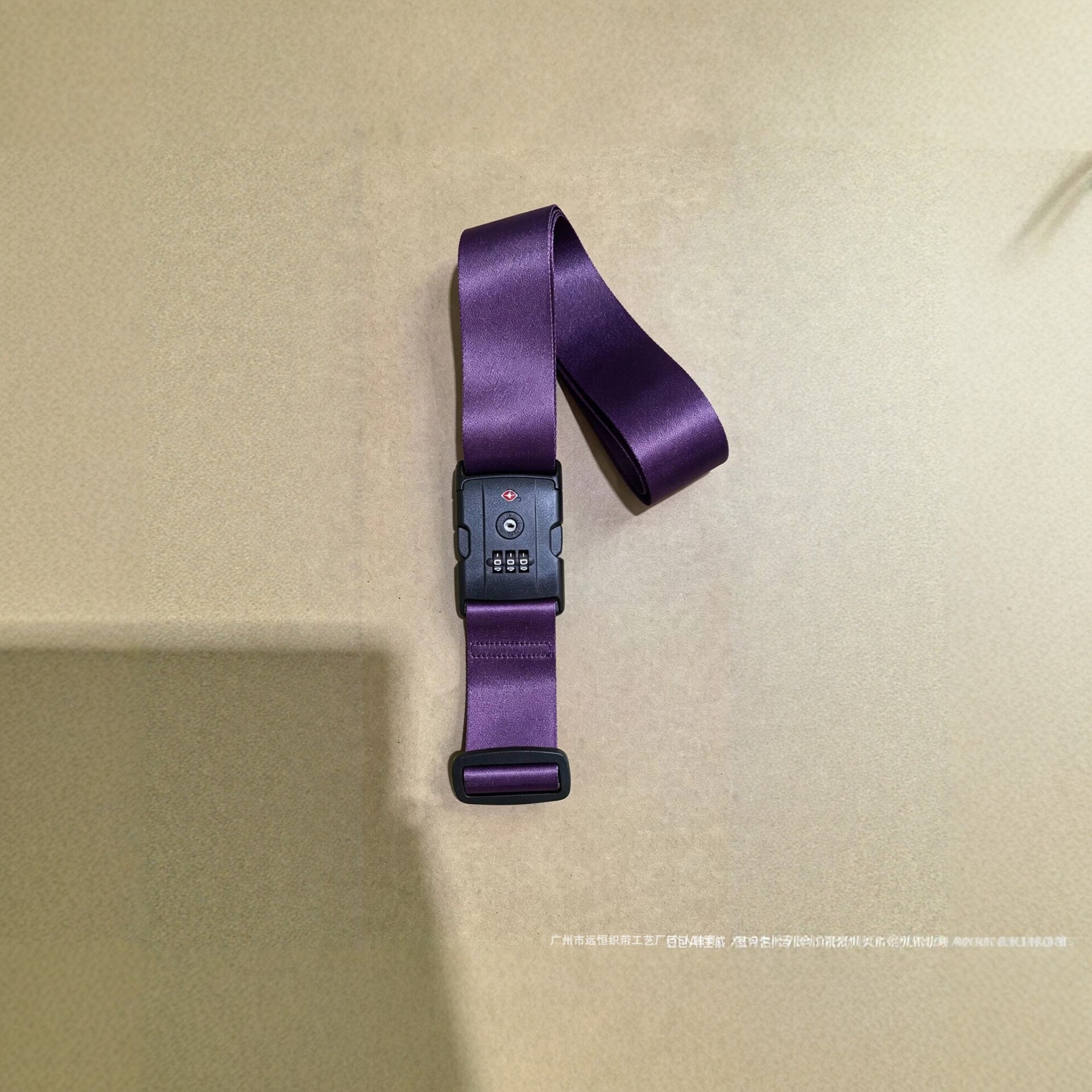 Purple polyester luggage strap with TSA combination lock, anti-theft, adjustable buckle, for securing luggage