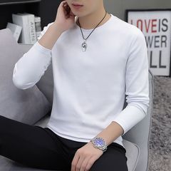 メンズ長袖Tシャツ 2025年新作 丸首 無地 白インナー 春秋 メンズTシャツ