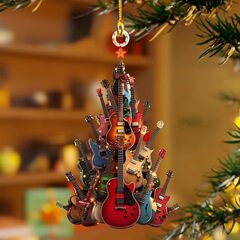 国境を越えたアマゾンの新しいギターアクリルクリスマスツリーはクリスマス装飾品の自動車平面装飾品を飾っている