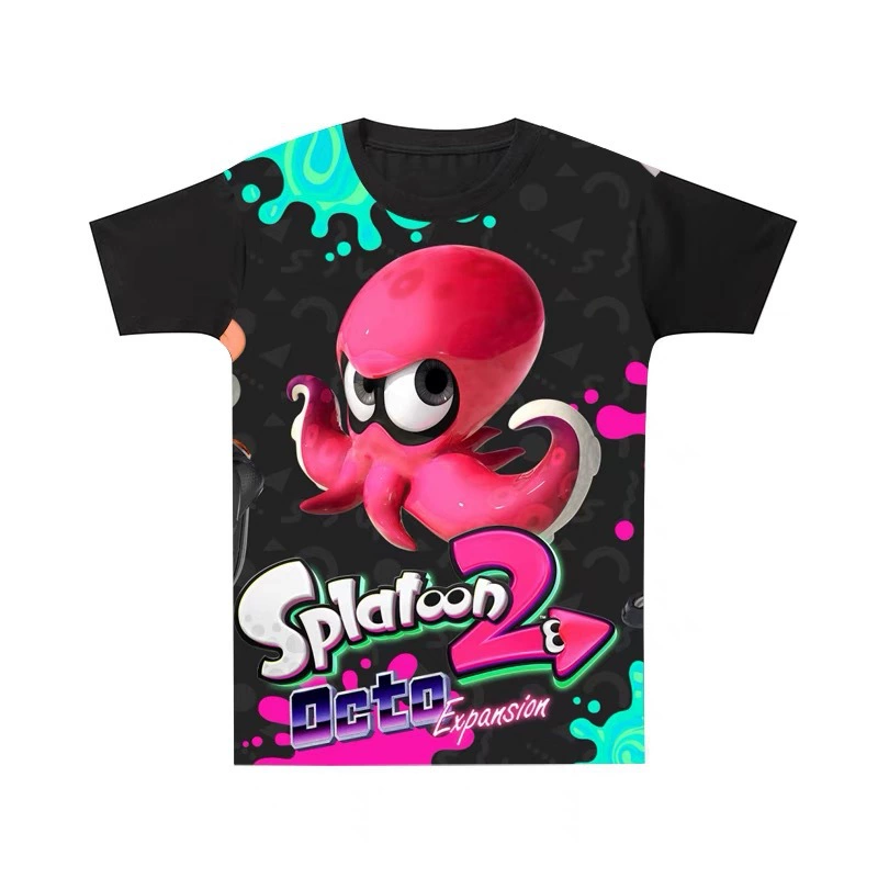 Детская футболка в стиле Jet Warrior Splatoon2, фанатская, двухмерный осьминог, летний тренд, короткий рукав