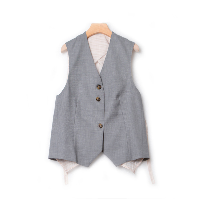 Women's Vest New Korean Style Designer Niche V-Neck Slimming Patchwork Small Waistcoat Fashionable Thin Style