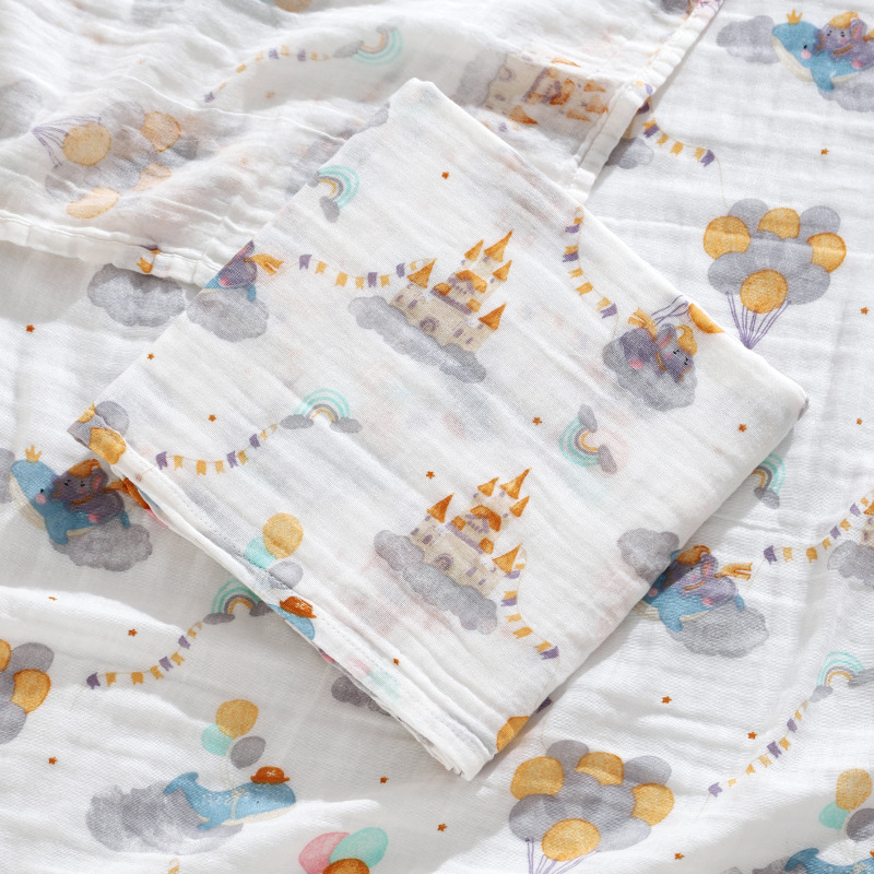 Bebé una toalla de baño de gasa de doble capa de algodón puro, manta para niños, bolsa para bebé, edredón para recién nacido único, estilo fino de verano