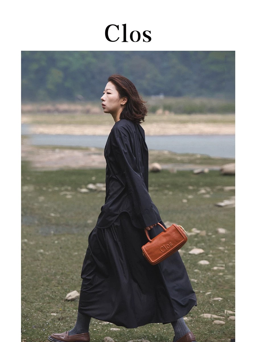 Borsa a spalla in vera pelle retro a cuscinetto da donna_voghion.com