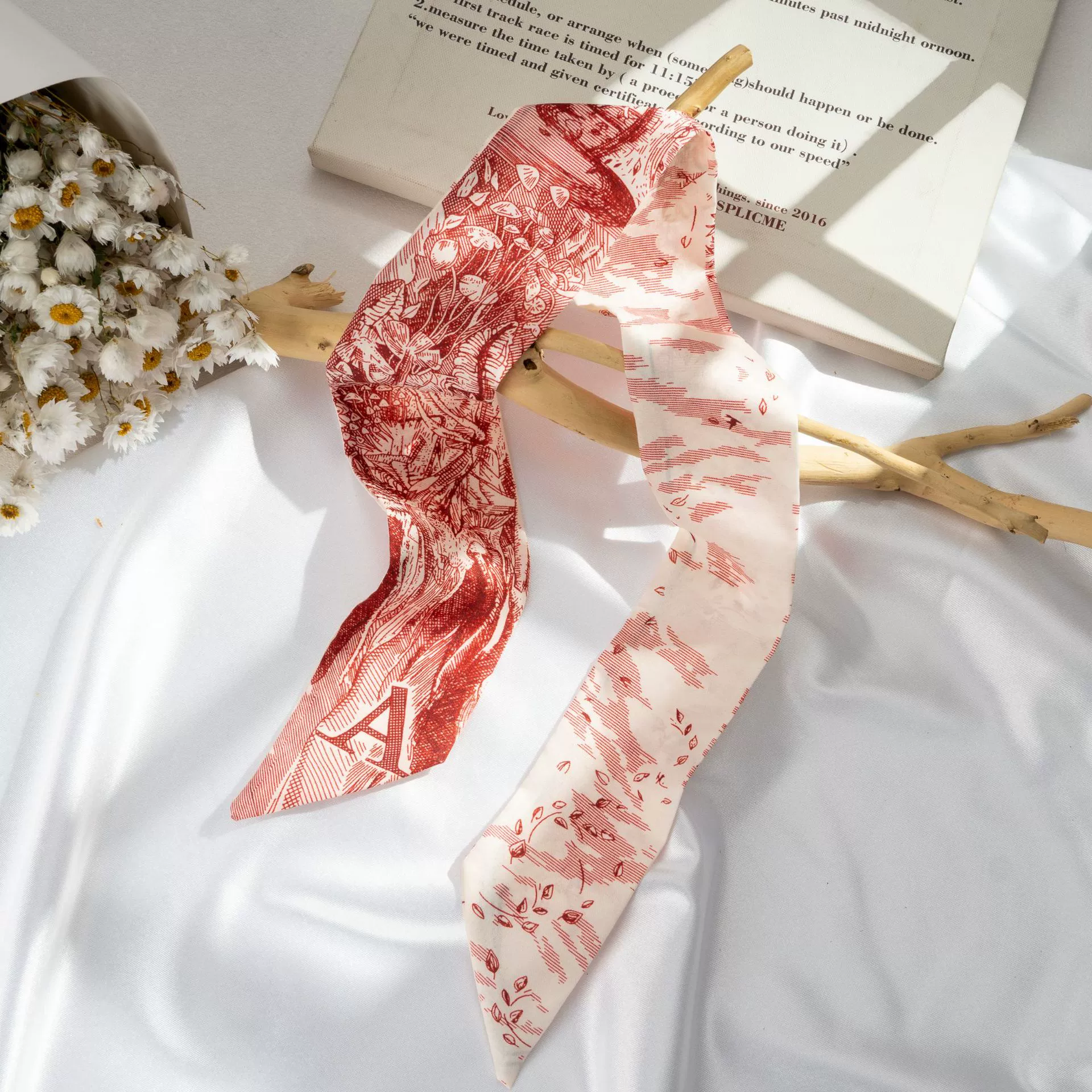 Silk Scarf Hairband (Suhang) long streamer 89×3.8 cm, lightweight gift box option