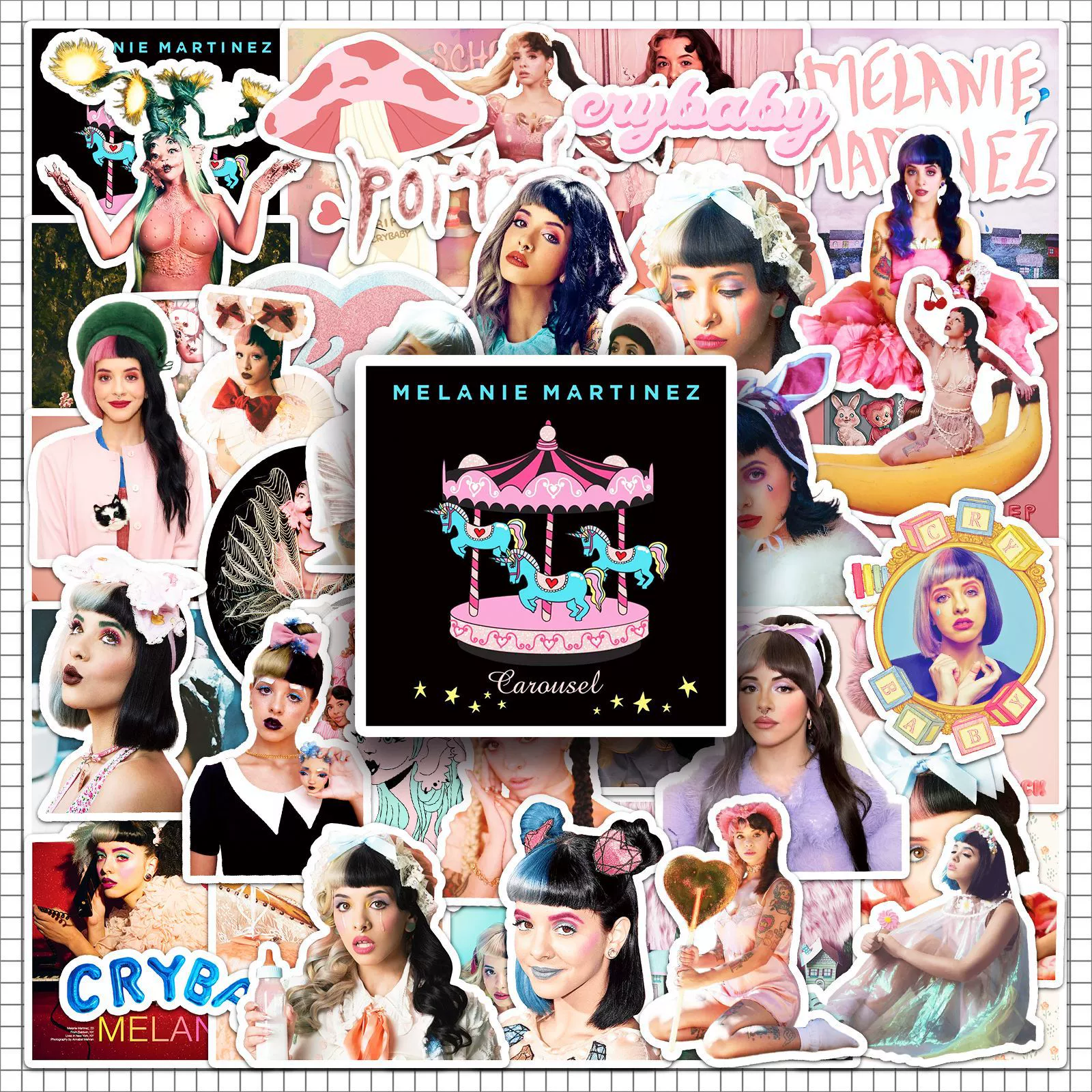 Стикеры Мелани Мартинез 50 штук, певица, звезда Melanie Martinez, водостойкие декоративные стикеры