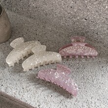 重工满钻 ins温柔粉色抓夹中号半扎发 人鱼色少女盘发鲨鱼夹发抓