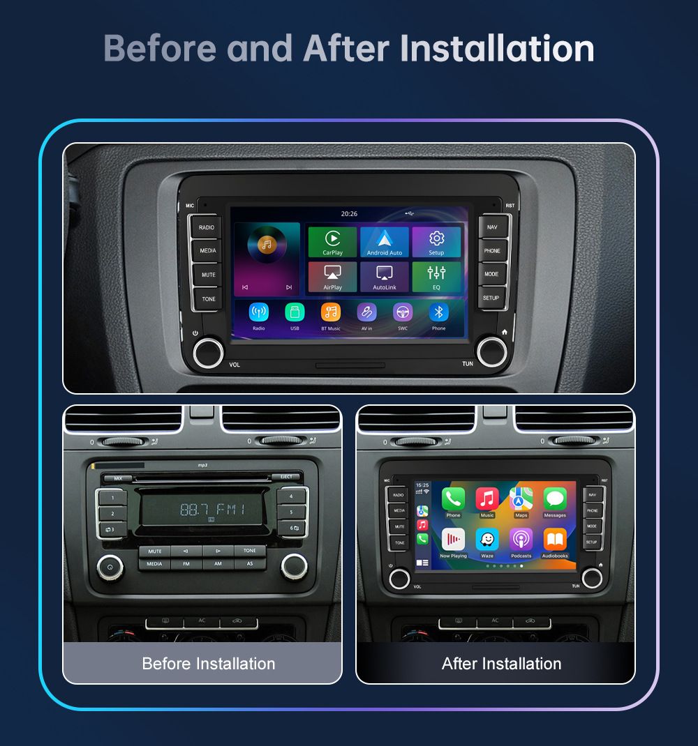 7inch Carplay Car Multimedia Display Screen Is Suitable for Volkswagen, Seat, and Skoda from 2003-2015