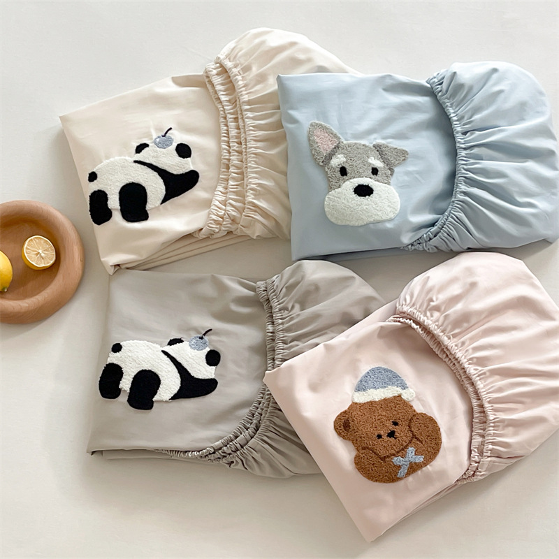 100S Satin Cotton Long-Staple Cotton Fitted Bed Sheets Cute Cartoon Pure Cotton Dust-Proof Bed Cover All-Inclusive Mattress Protector