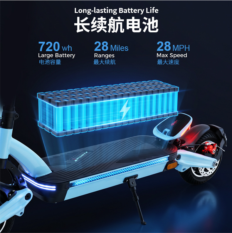 Dual-motor electric scooter for adults, foldable high-speed personal transport vehicle, customizable OEM lithium battery scooter for ride-hailing use