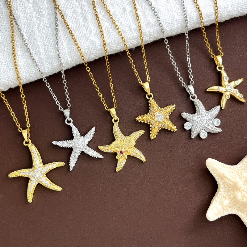 Necklace That Bridges European and American Styles, Light Luxury Starfish Design, Niche Holiday Beach Accessory, Bohemian Style Starfish Fashion Clavicle Chain