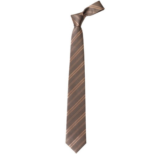 Brown Retro Lazy No-Zip Tie for Women Coffee Color Striped Handmade Tie with Men's Shirt Accessory College Style