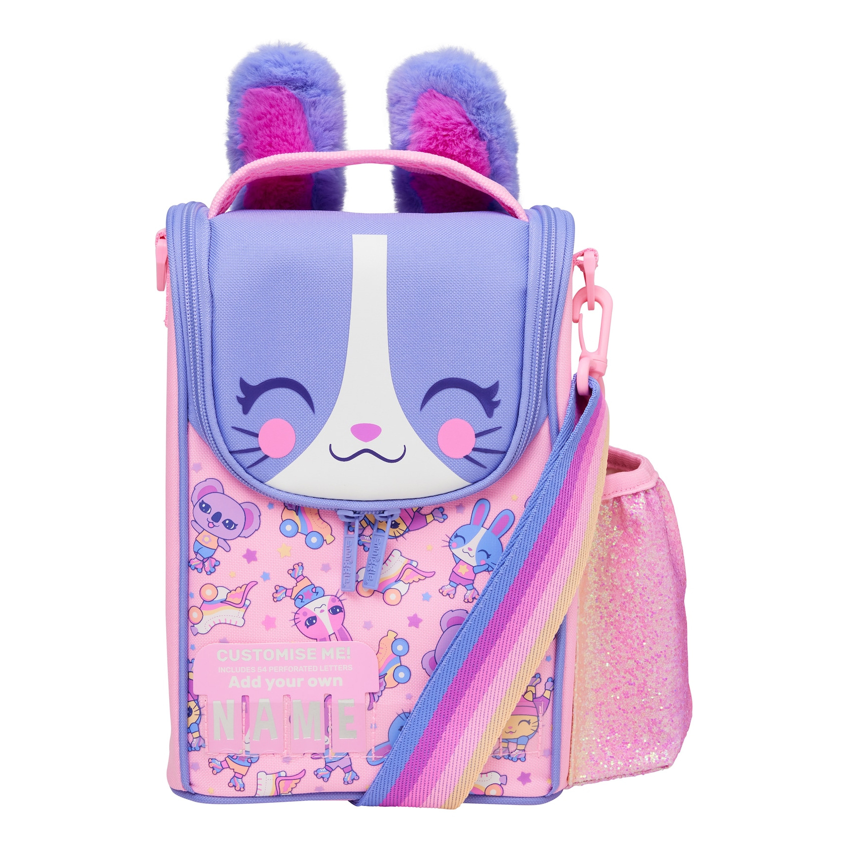Pink purple skateboard rabbit vertical meal bag (with band)