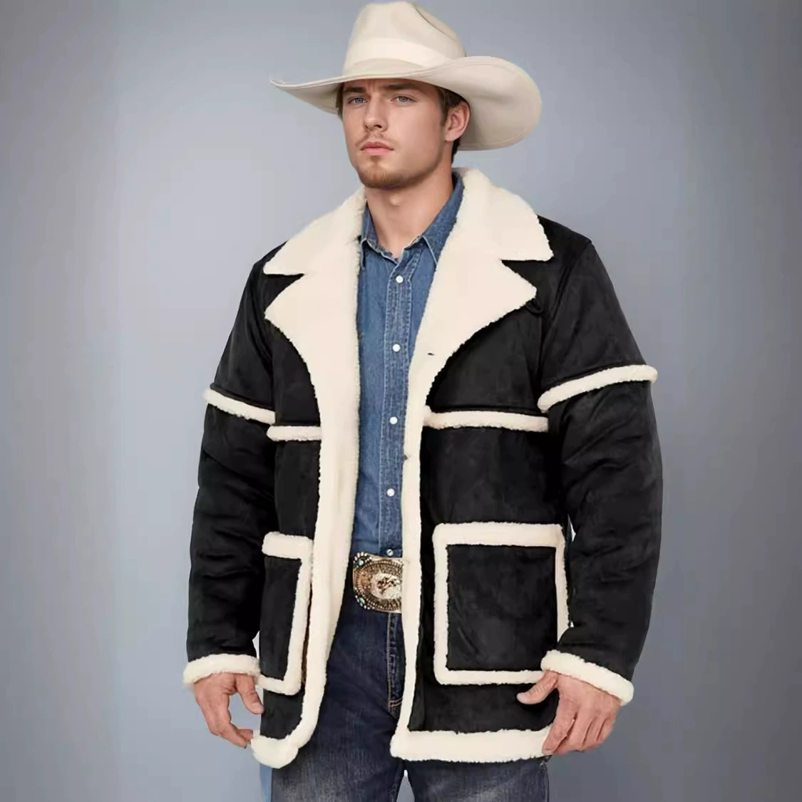 Fleece demi-season jacket, increased thickness, British style