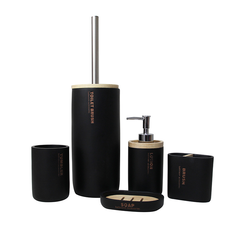 Baño de lavado de cuatro piezas Artículos de baño Resina Artículos para el hogar Botella de loción Estante de cepillo de dientes Juego de taza