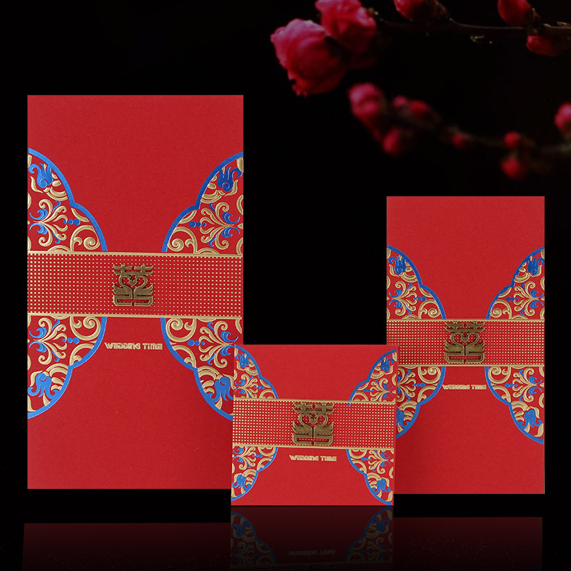 新款现货批发结婚用品婚庆婚礼利是封硬纸立体创意铜喜烫金红包