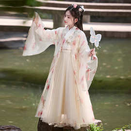女童汉服女2026夏季新款广袖流仙裙古风改良大童古装表演演出礼服