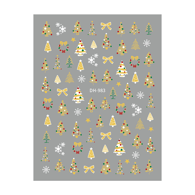 Redanco3D Flat Ins Popular Cartoon Nail Stickers with Gold and Silver Foil Christmas Tree Nail Stickers Dh-983 Redanco3D Flat Ins Popular Cartoon Nail Stickers with Gold and Silver Foil Christmas Tree Nail Stickers Dh-983