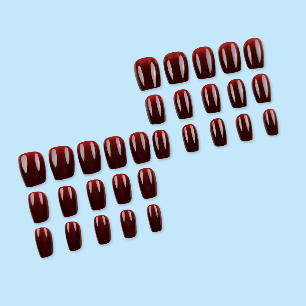 Comercio exterior de otoño y invierno escalera de uñas cortas piezas de uñas mostrando vino blanco rojo carril de uña 30 piezas de uñas falsas europeas al por mayor