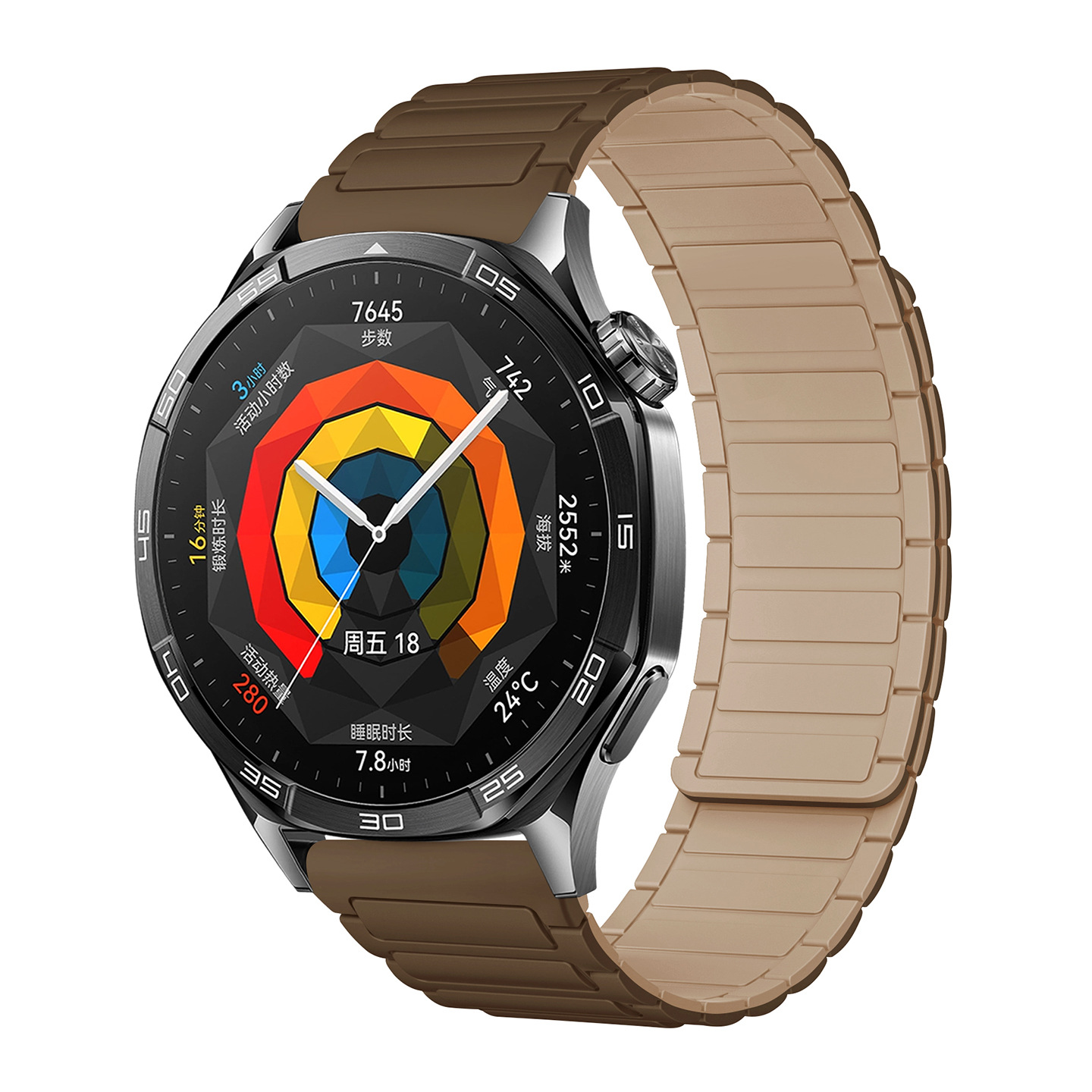 The watch4567 Armored I-shaped three-bead silicone magnetic watch strap is suitable for Huawei gt3, GT4 and GT5 watches undefined