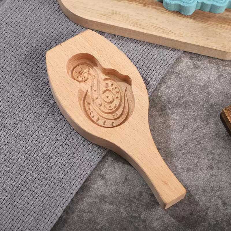 Solid wood Dim sum mold Large Deepen Blessing Cake DIY Green Apple Mid-Autumn Festival Moon Cake mould