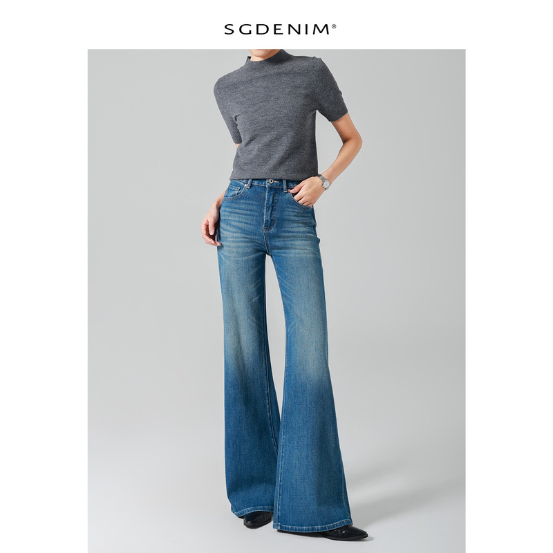 Vintage Classic/Wide-Leg Flared High-Waisted Jeans for Women, Loose Fit, 2026 Spring New Style, Slimming Casual
