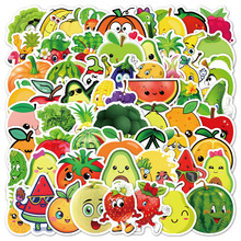 60张新款水果蔬菜卡通涂鸦贴纸跨境装饰汽车行李箱笔记本贴画批发
