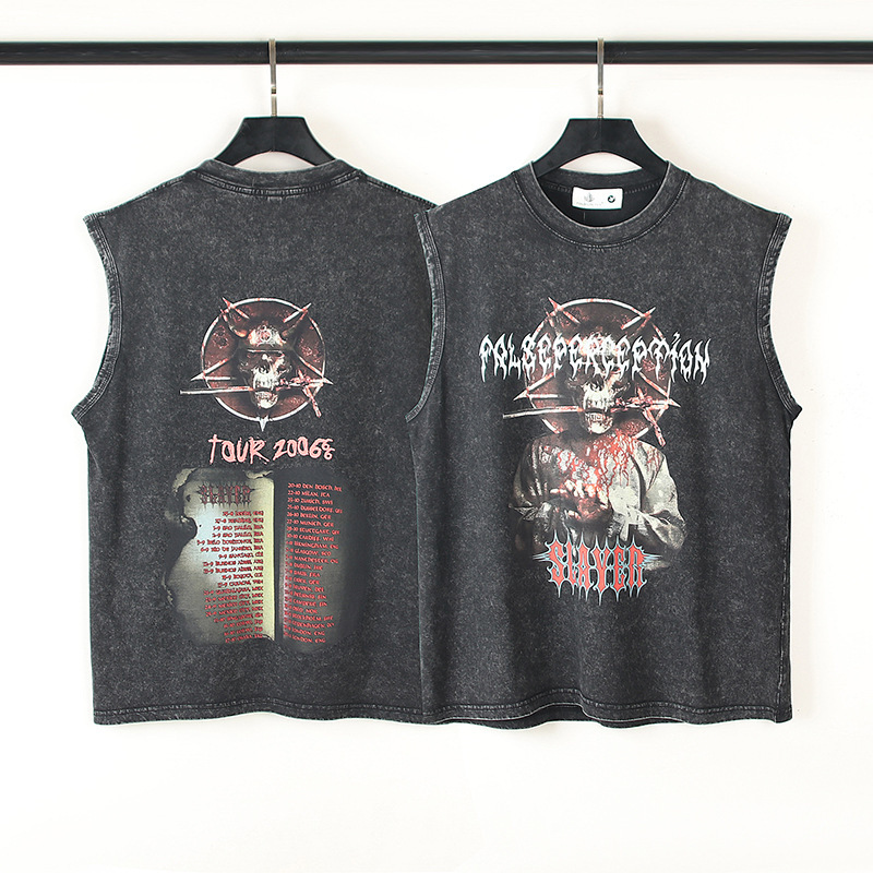 American Style High Street Skull Kanye Old Vintage Wash Vibe kenijima Waistcoat