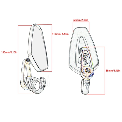 Motorcycle rearview mirror — aluminum