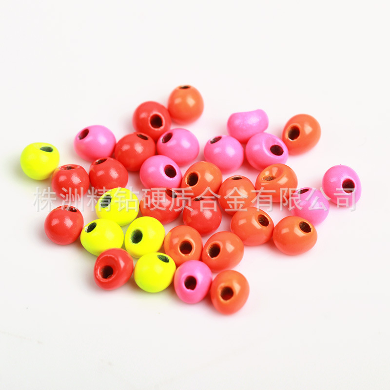 偏心孔珠 钨豆beads飞蝇钓钨坠  樱桃红 各种颜色规格有现货