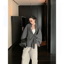 区区欧阳格子衬衫外套女春季复古长袖衬衣设计感小众慵懒宽松上衣