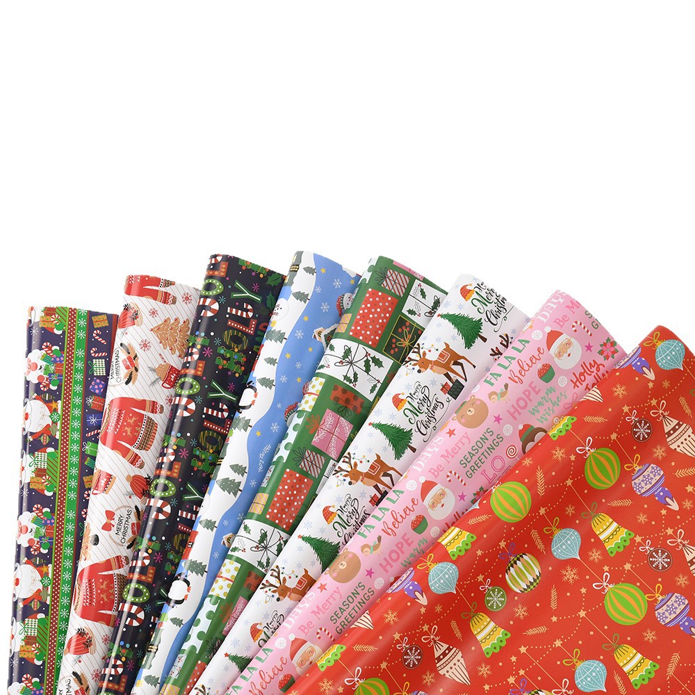 Papel de regalo de Navidad Impresión de dibujos animados Papel estucado 80g Caja de regalo de Navidad para niños Papel de regalo de bricolaje