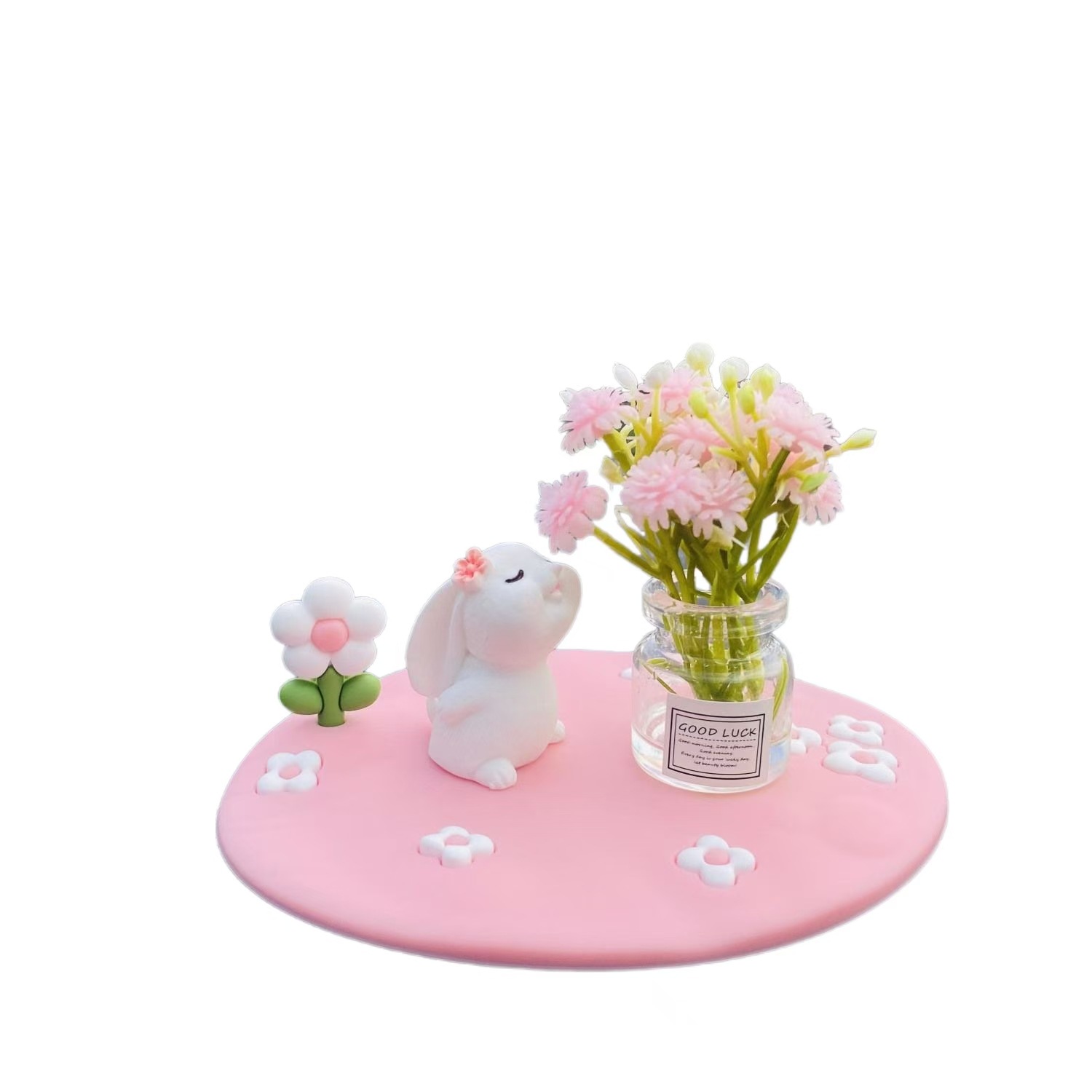 경화 부서 냄새 꽃 토끼 자동차 중앙 제어 악기 패널 장식 작은 장식품 자동차 귀여운 고양이 감압 인형