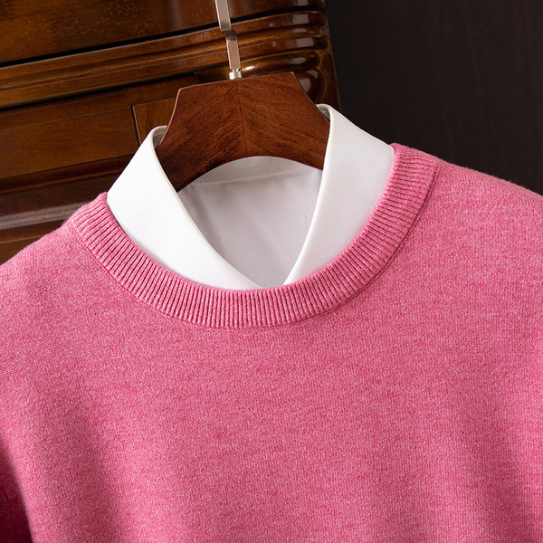 Demi-season classic base T-shirt with a round collar