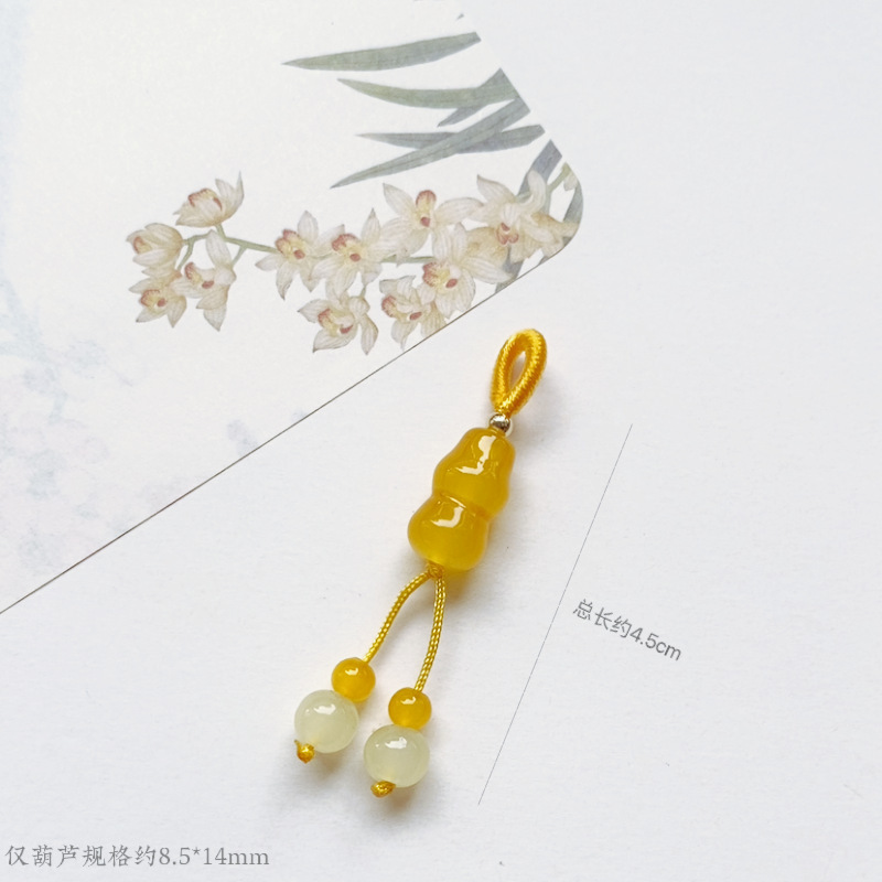 手編みのひもひょうたんペンダントDIYアクセサリーブレスレット、携帯電話用ペンダント、衣類の飾り、中国風の留め具、民族風トレンド|undefined