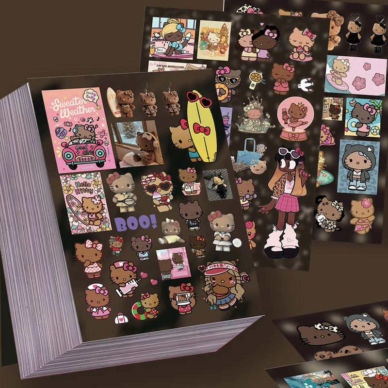 8 Pieces of Black Hello Kitty Die-Cut Stickers, Spicy Sweet Cool Style Sanrio Notebook Material Waterproof Stickers 8 Pieces of Black Hello Kitty Die-Cut Stickers, Spicy Sweet Cool Style Sanrio Notebook Material Waterproof Stickers