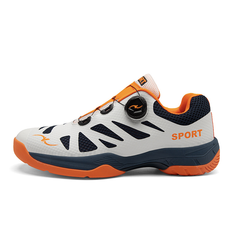 Nuevos zapatos de entrenamiento anti-deslizante de tamaño grande para hombres y mujeres transfronterizos de placa de carbono de botón giratorio para parejas de bádminton