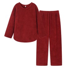 红色珊瑚绒睡衣女本命年喜庆套装春冬季加厚家居服保暖法兰绒长裤