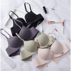 High Quality Foreign Trade English Style Silk French Simple Underwear Women's One Piece Seamless Bra Without Steel Wire 