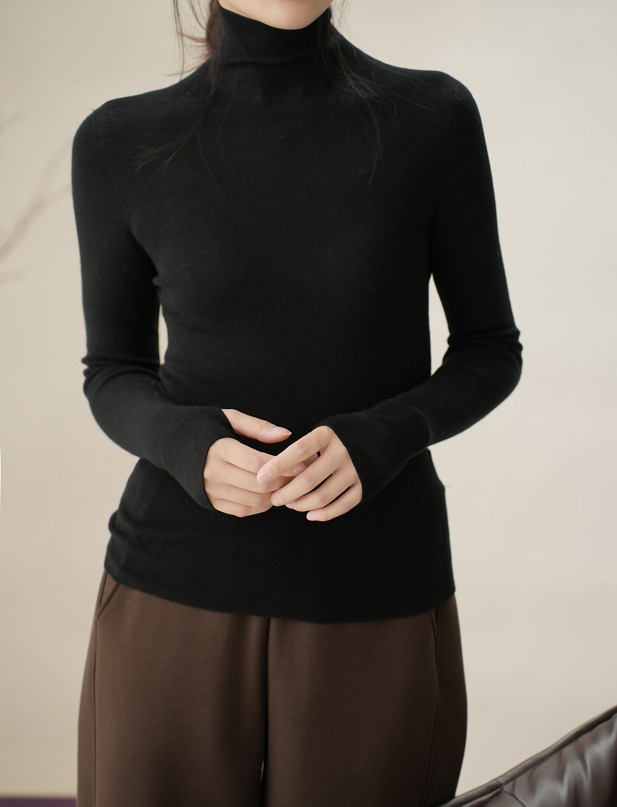 揚子糸 120 カウント シームレス ワンピース レディース ウール タートルネック セーター ボトリング シャツ 長袖