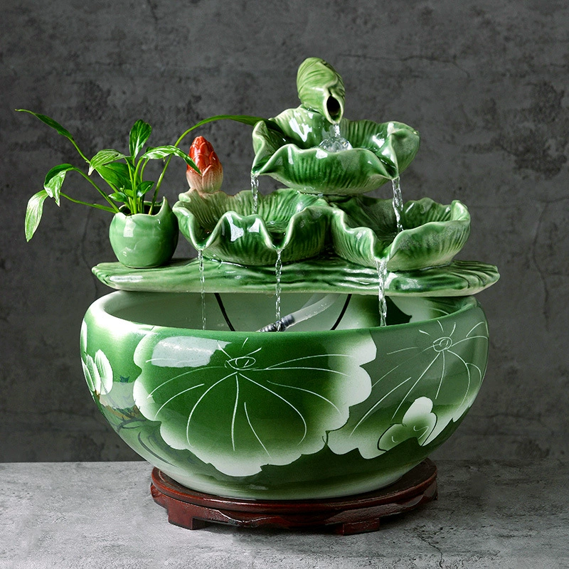 Новинка 2024 года, керамическое циркулирующее водное украшение для гостиной, офиса, рабочего стола, Цзиндэчжэнь, керамический аквариум, подарок на открытие