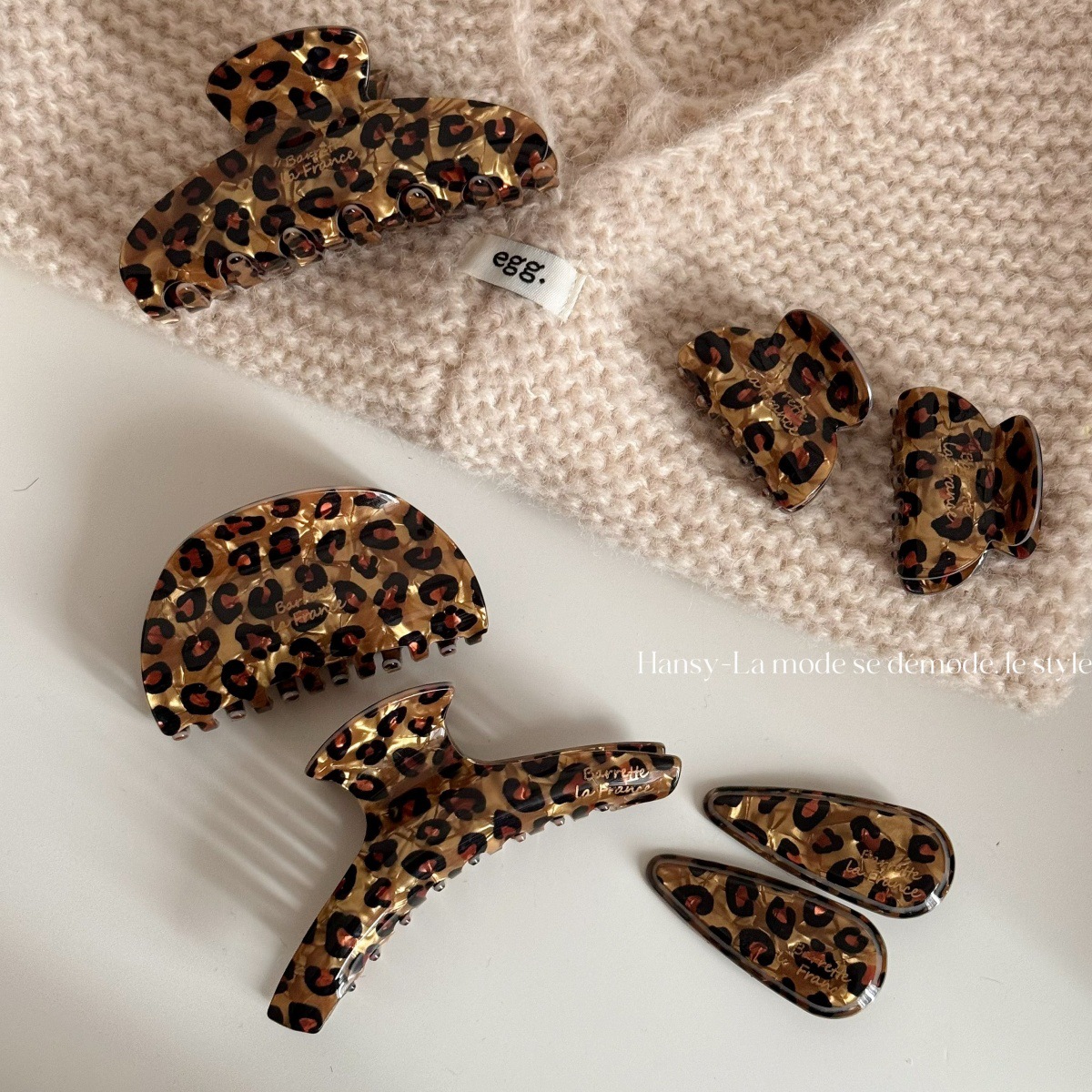Leopardo acético clip de agarre de alta sensación de cabeza de mujer mitad de cabello pequeño clip de agarre clip de tiburón clip de cabello de lujo ligero accesorios para el cabello