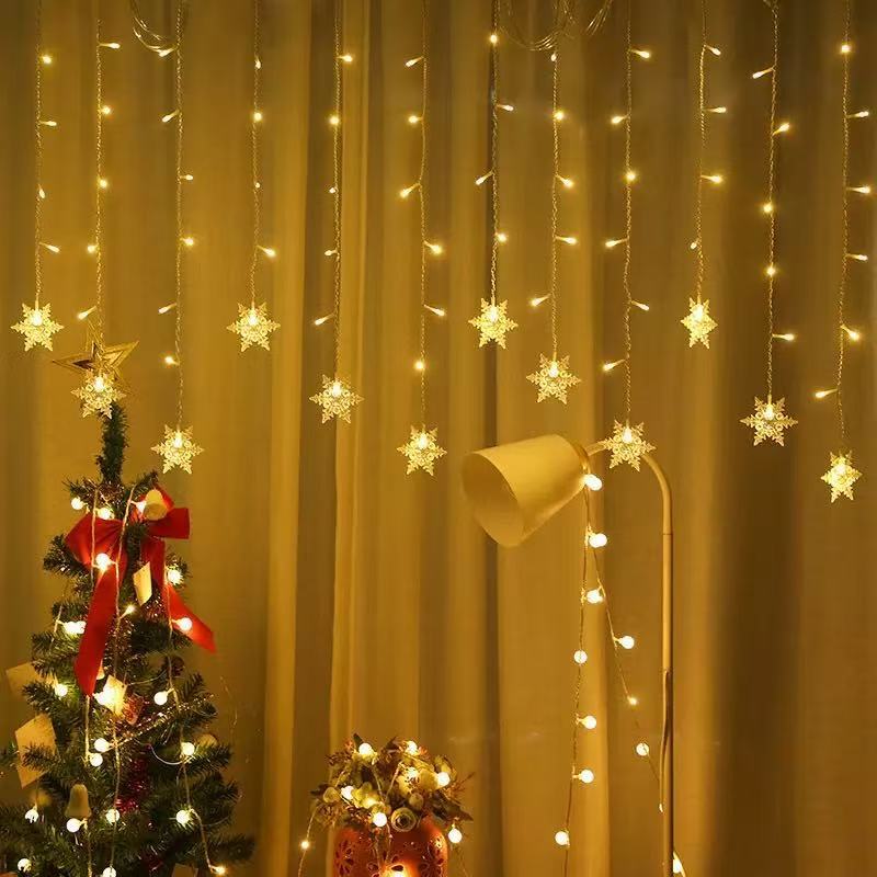 Led Star Curtain Lights Small Colored Lights Room Decoration Flashing Lights Starry Sky Lights Bedroom Christmas Snowflake Ice Bar Lights