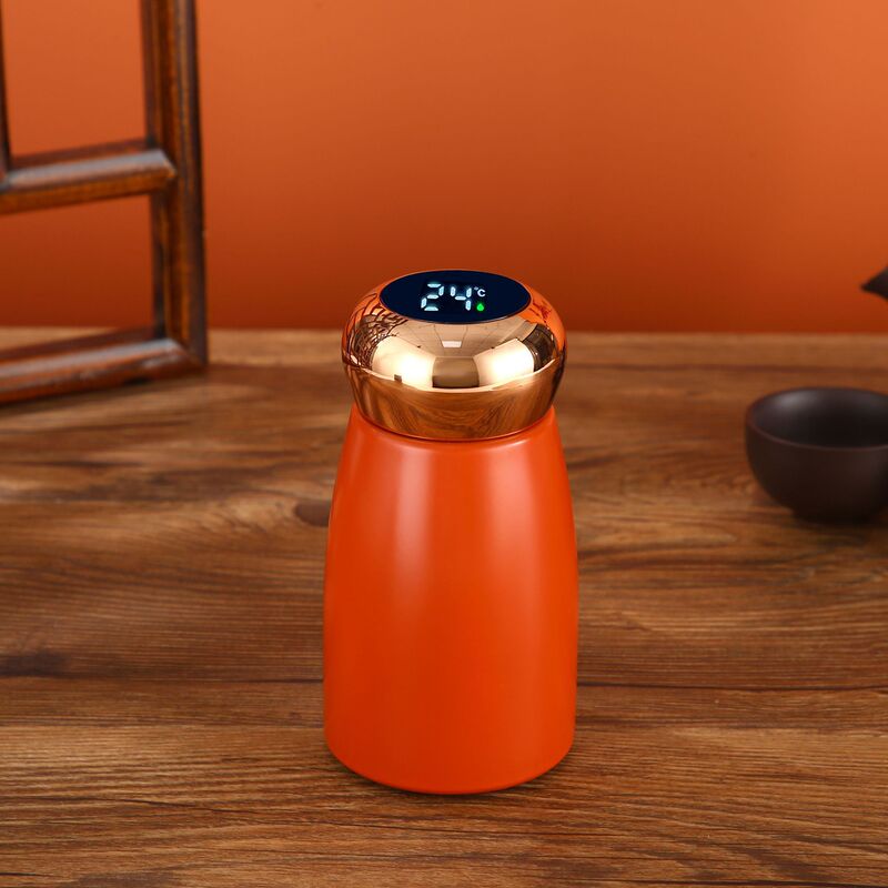 ミニチタンコーティングキノコカップ、ポータブル二層真空断熱カップ、シンプルで高価値、インテリジェント温度測定カップ|undefined