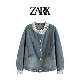 ZARK 欧美新款时尚气质潮流蕾丝花边牛仔外套 跨境外贸女装批发
