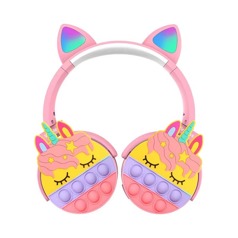 Nuevo transfronterizo auricular Bluetooth JST-950 plegable auricular inalámbrico luminoso unicornio fabricante en stock