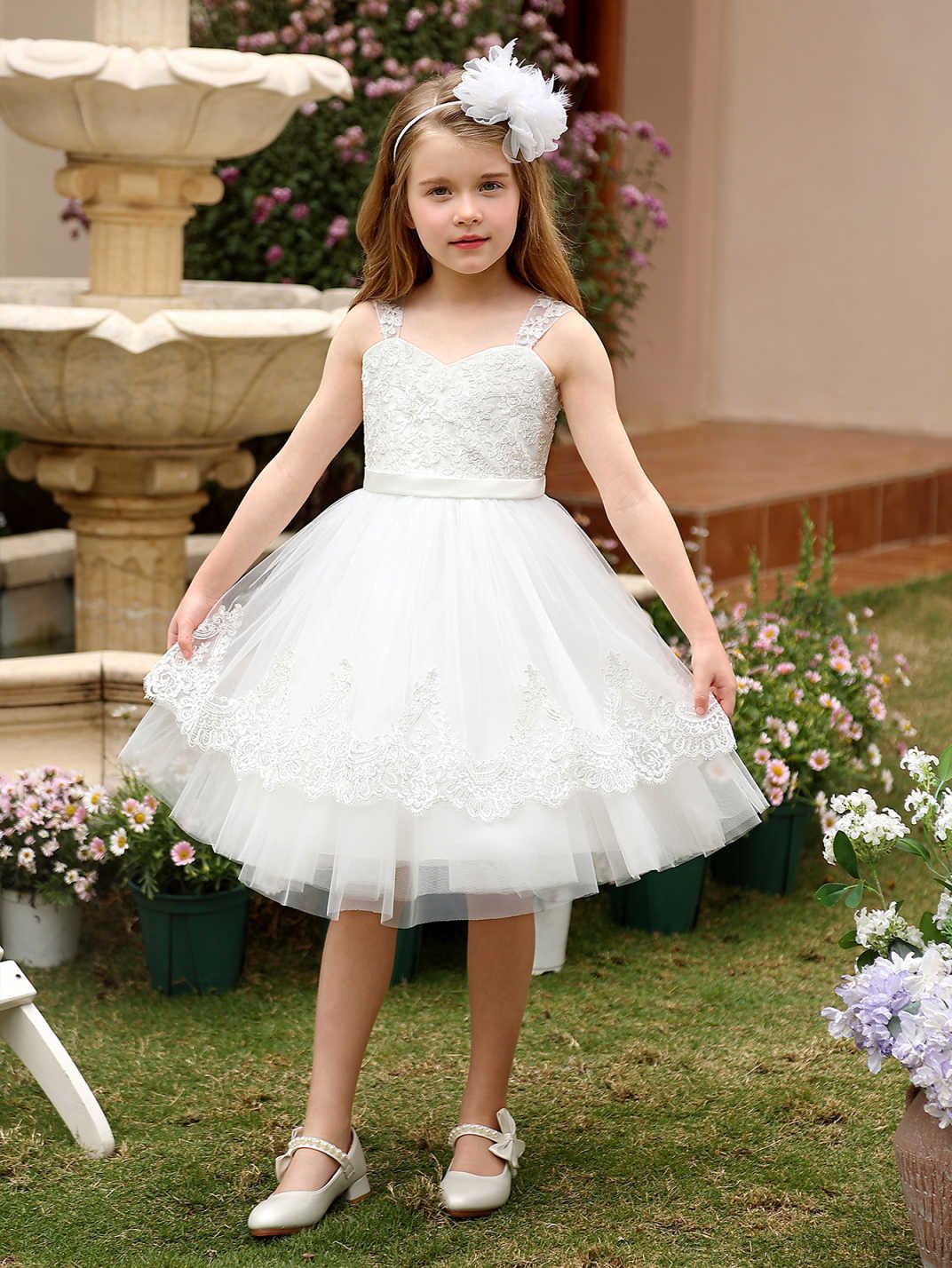 Desfile infantil europeo y americano pequeño anfitrión de chicas corto rendimiento de princesa de la princesa, vestido de noche de chicas