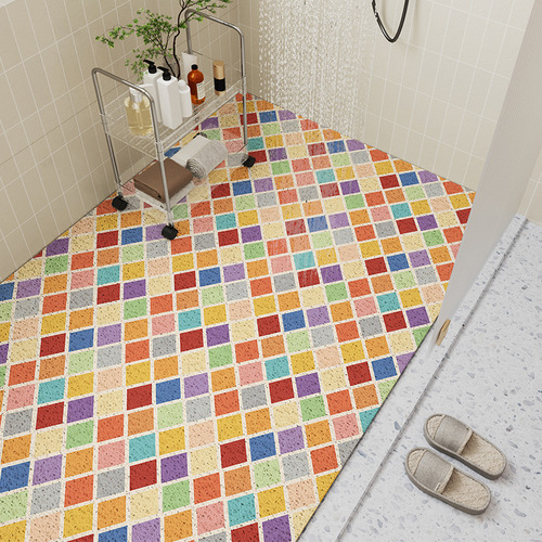Long strip silk ring ground mat bathroom anti-slip mat toilet anti-slip mat trendy grid silk ring mat bathroom waterproof pad