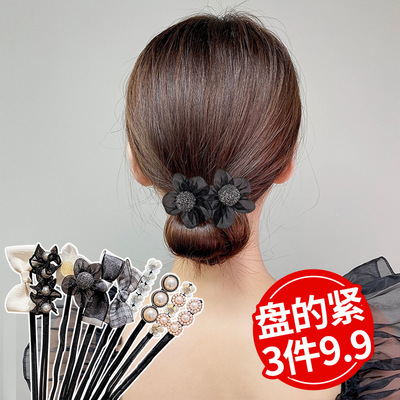 Meatball head Flaxen Hair Artifact 2022 new pattern Lazy man temperament Shilly Bud Hair Headdress